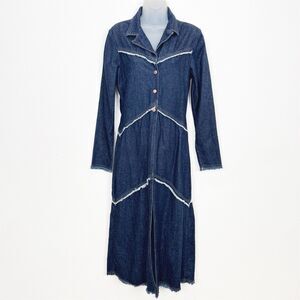 Vtg Paris Blues Jacket Womens Medium Blue‎ Trench Coat Y2K Western Dark Denim